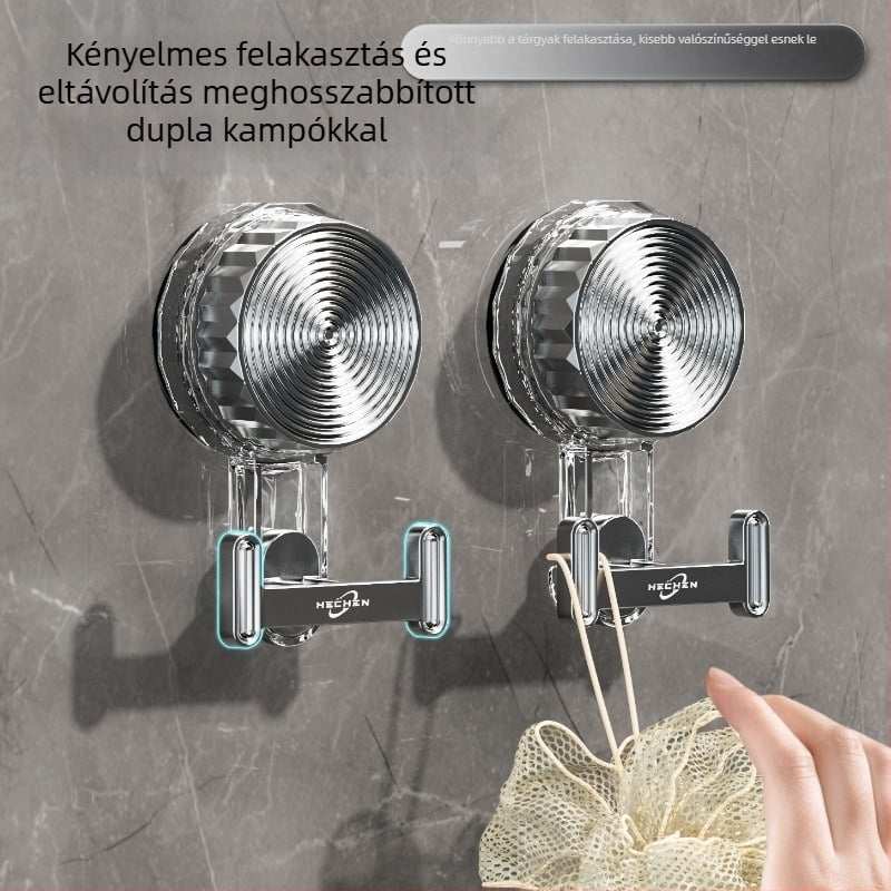 Fali dupla akasztó fürdőszobára és konyhára – törölközők, ajtók és kulcsok, fúrás nélkül, elektroplatinált