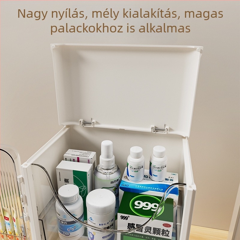 Összecsukható gyógyszeres doboz, több rekesszel, átlátszó, nagy kapacitású otthoni tároló