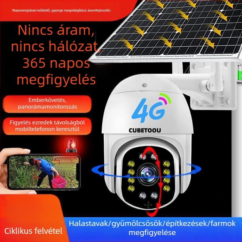 Napelemes 4G megfigyelő kamera kültéri gyümölcsöskerthez, 360° vízálló