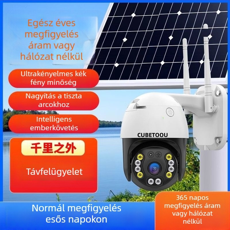 Napelemes 4G megfigyelő kamera kültéri gyümölcsöskerthez, 360° vízálló