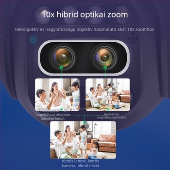 Kétlencsés dómkamera, 10x zoom, vezeték nélküli Wi‑Fi kültéri intelligens megfigyelés, 4K éjjellátás