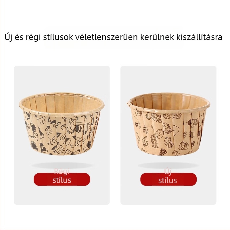 100 db laminált muffinpapír-forma, tekercselt szélű, olajálló, otthoni sütéshez