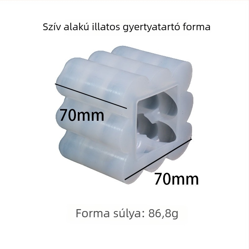 Szilikon forma szív-kocka alakú, illatos gyertyák és díszítő desszertek készítéséhez; DIY epoxigyanta, gipsz és mousse dekorációkhoz