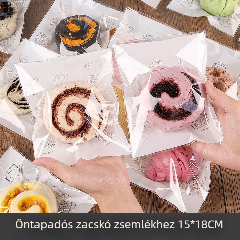 Önzáró tasak gőzölt kiflihez rajzolt sütési mintával, élelmiszer-minőségű csomagolás