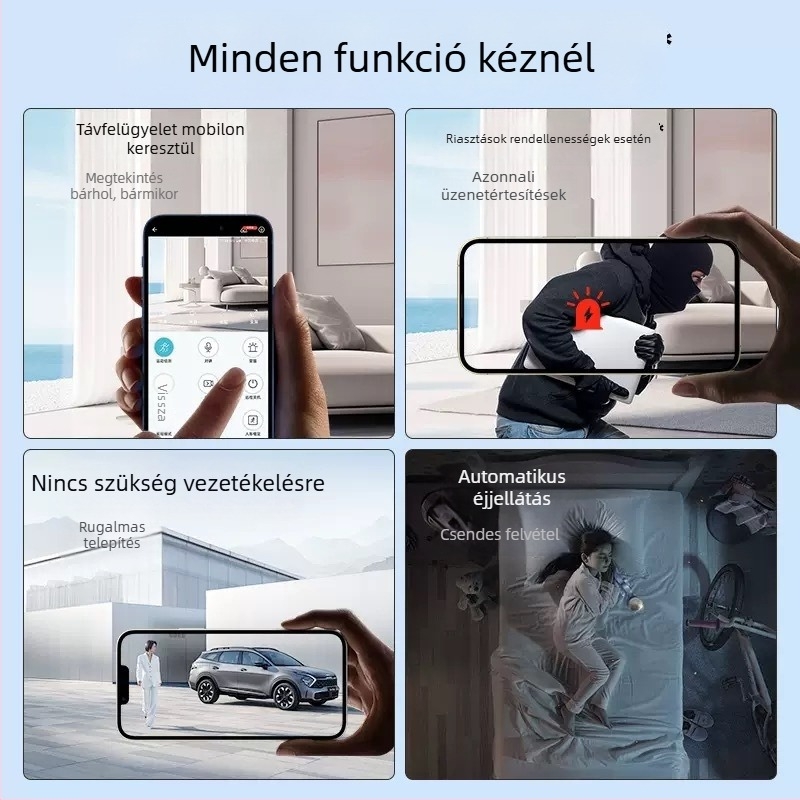 A9 Vezeték nélküli HD okos megfigyelő kamera otthonra, távoli felvétel mobilon keresztül