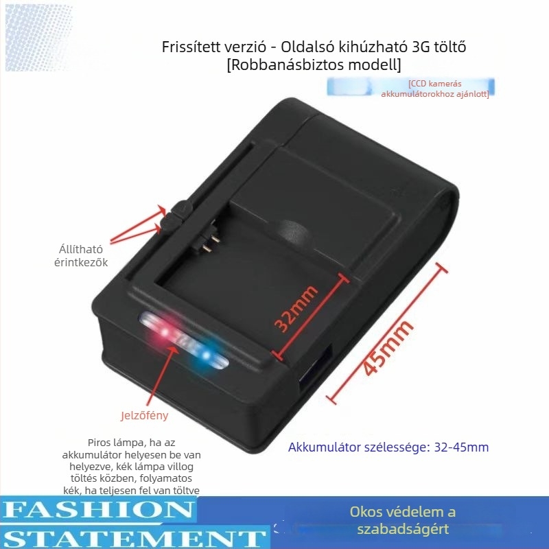 Fejlesztett oldalsó dokkoló töltő 3G – robbanásbiztos univerzális USB töltő Li-ion akkumulátorokhoz, mobiltelefonokhoz, CCD kamerákhoz és játékakkuhoz