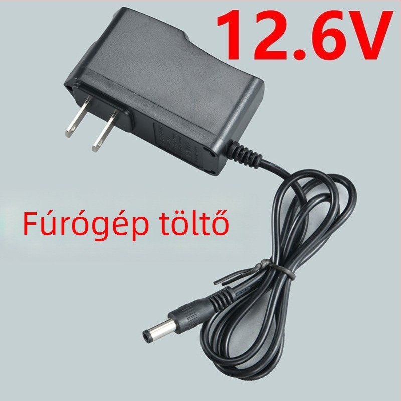 12.6V Li-ion akkumulátor töltő 12V eszközökhöz, DC 5.5×2.5 mm csatlakozó, univerzális