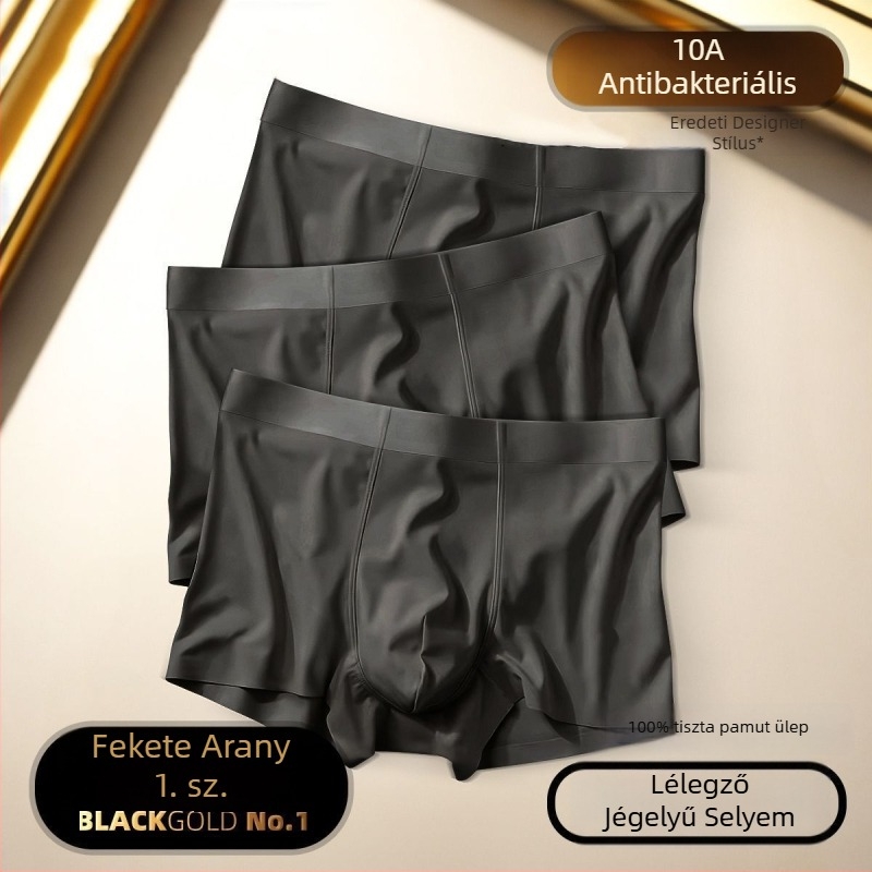 Ice Silk férfi boxeralsók, vékony nyárra, varrás nélküli, lélegző grafitszín