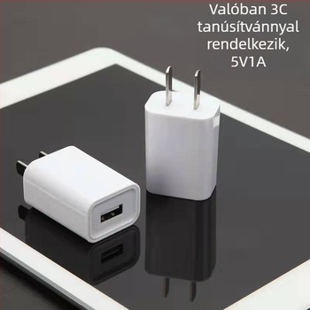USB töltőfej, 5V 1A, 3C tanúsítványú, mobiltelefon töltő, kompatibilis Apple, Xiaomi, Huawei, Oppo