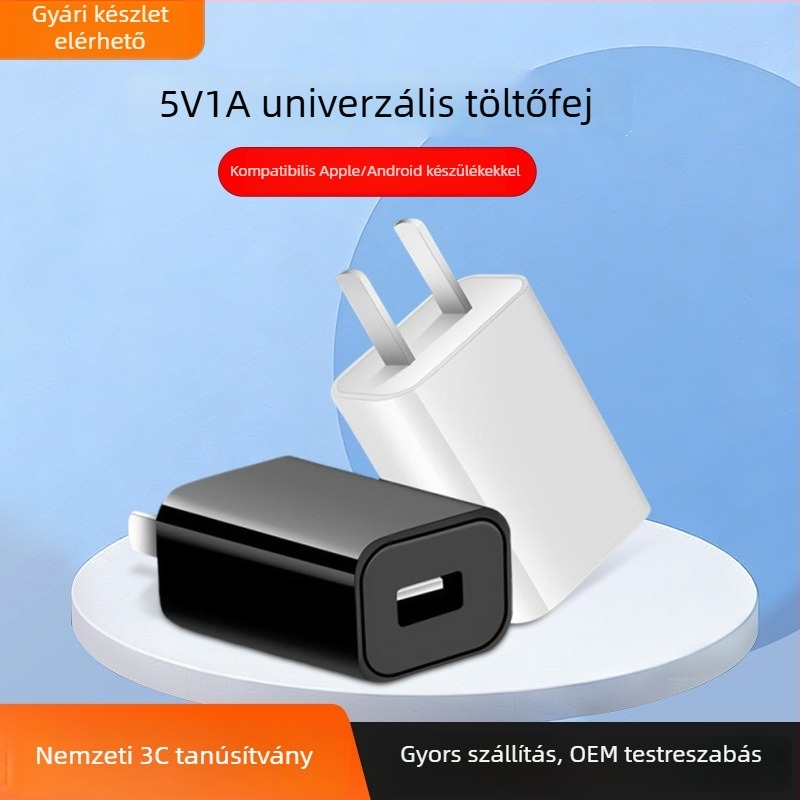 USB töltőfej, 5V 1A, 3C tanúsítványú, mobiltelefon töltő, kompatibilis Apple, Xiaomi, Huawei, Oppo