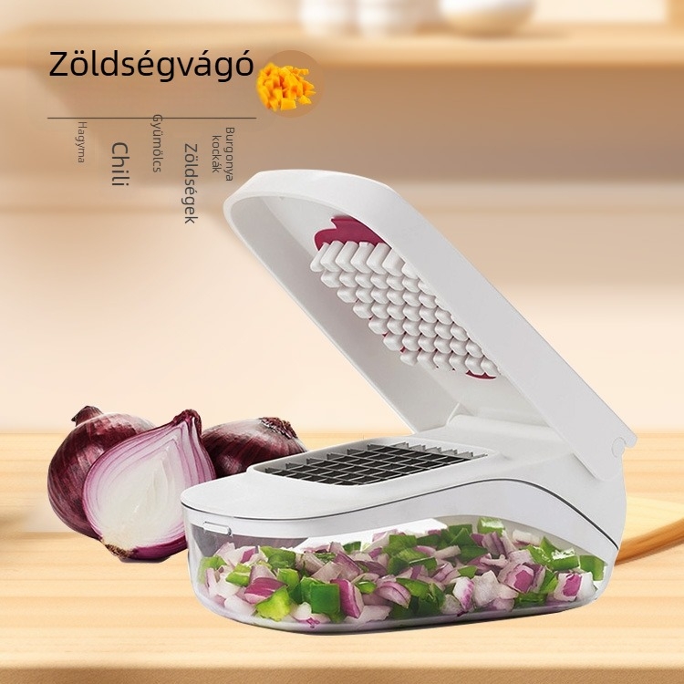 Multifunkcionális gyümölcs- és paprika vágó, zöldség- és hagymavágó, konyhai eszköz több funkcióval, burgonya kockázó eszköz