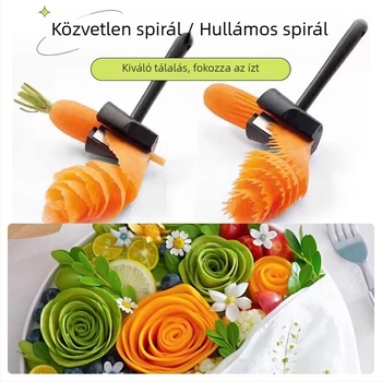 Gyümölcs- és zöldségkarcoló eszköz spirálvágóval uborka és retek számára, tányér dekorációhoz