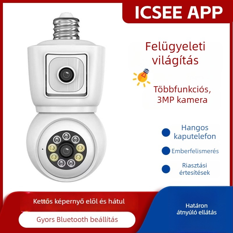 izzó-kamera kettős objektívvel, ICSEE, 3 MP, gömbcsukló kapcsolódás