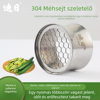 Méhszsejt mintázatú zöldségvágó juliennehez hagyma, uborka, cel­tuse és sonka számára, 304 rozsdamentes acél