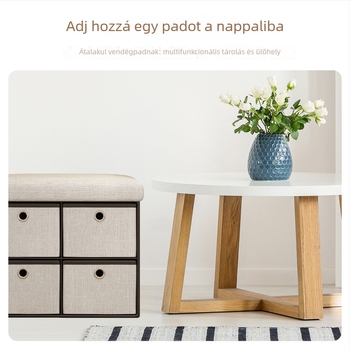 Textil tároló ülőpad beépített fiókkal – előszobai cipő- és tároló megoldás