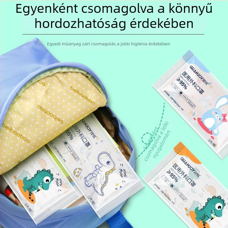 Háromrétegű orvosi sebészeti maszk, légáteresztő, porvédő, egyenként csomagolt, felnőtteknek
