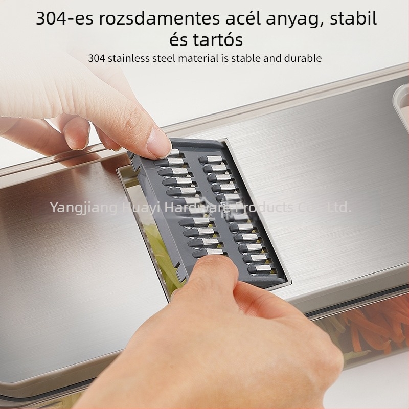Többfunkciós zöldségvágó rozsdamentes acél 304-ból, reszelődobozzal