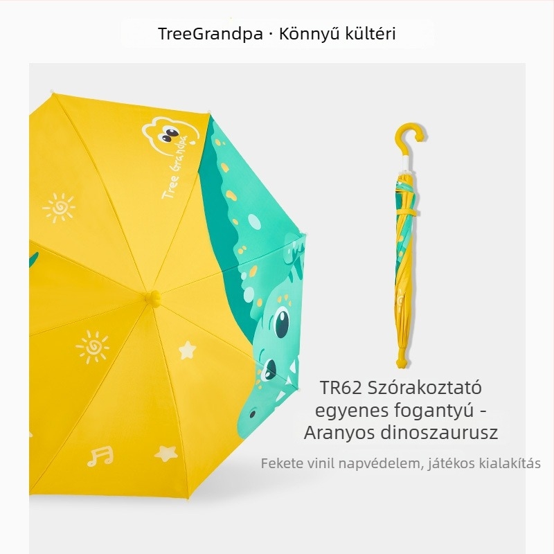 Iskolába és óvodába készült gyermekeknek hosszú nyélű esernyő, biztonságos fiúknak és lányoknak, 2-3 éveseknek