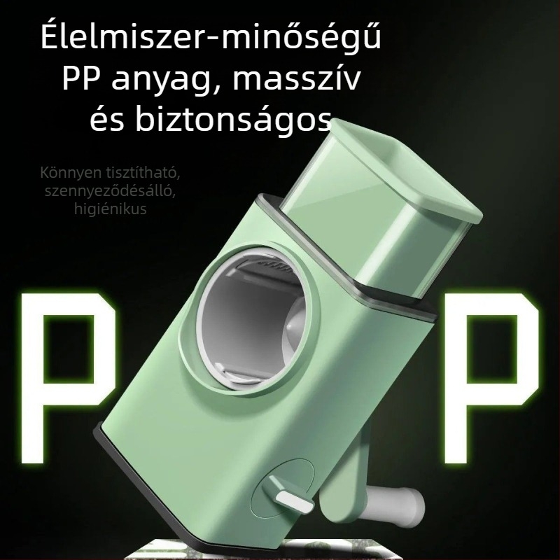 Kézi zöldségvágó orsóval – multifunkciós szeletelő és reszelő, vastag és vékony szeletek, krumpli és retekhez, 430 rozsdamentes acél