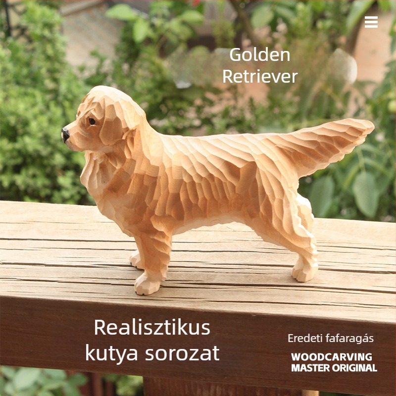 Kézzel készített fa kutyafigura asztali dekor – bulldog és uszkár