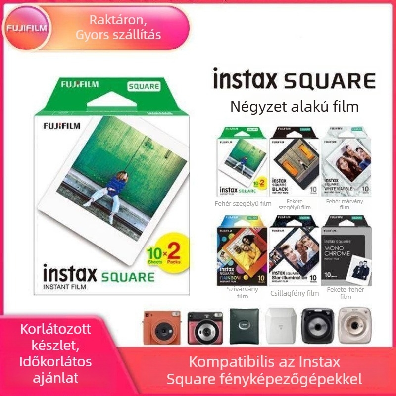 Polaroid Square Series négyszögletes fotópapír SQ1 SQ6 SQ10 SQ20 SP3 filmhez, 4 hüvelykes fehér él