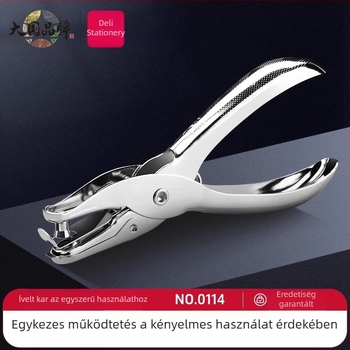Deli 0114 Kézi lyukasztó papírhoz és kártyákhoz, egy kör alakú lyuk, oldalak összekapcsolására
