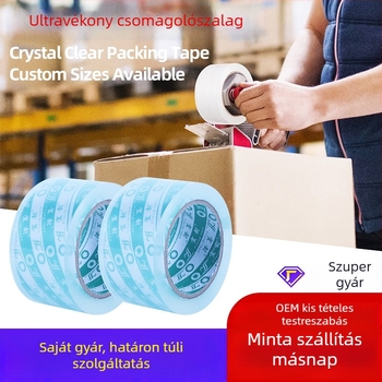 Ultra átlátszó csomagoló ragasztószalag, személyre szabott, nagy tekercs, buborékmentes zárás