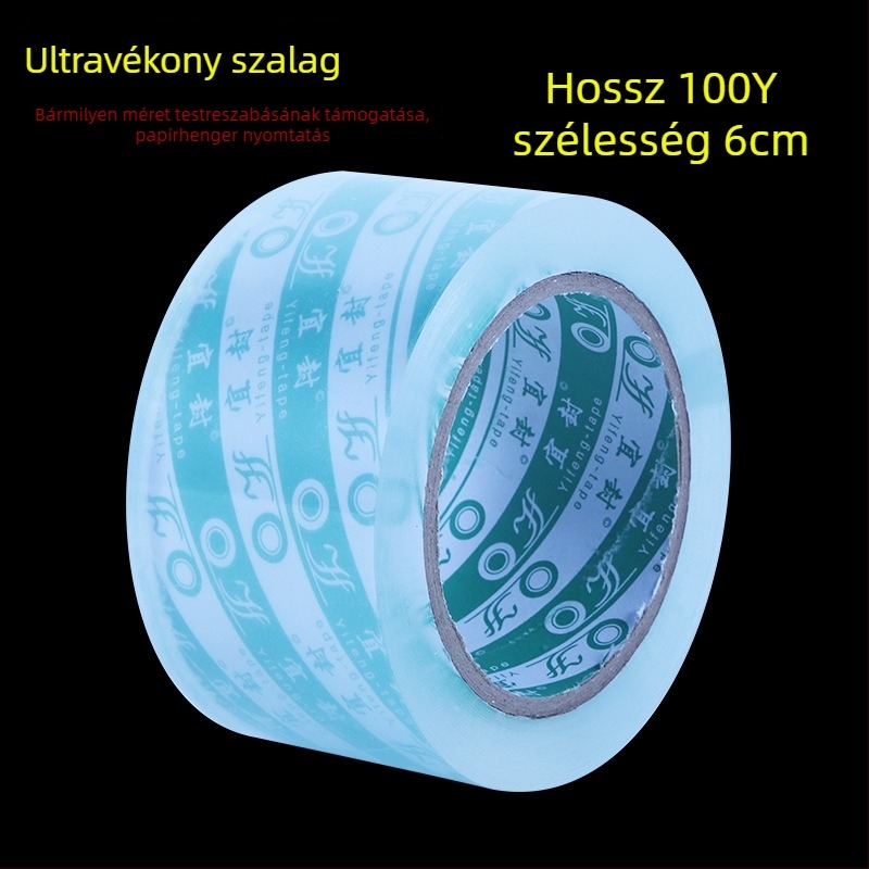 Ultra átlátszó csomagoló ragasztószalag, személyre szabott, nagy tekercs, buborékmentes zárás