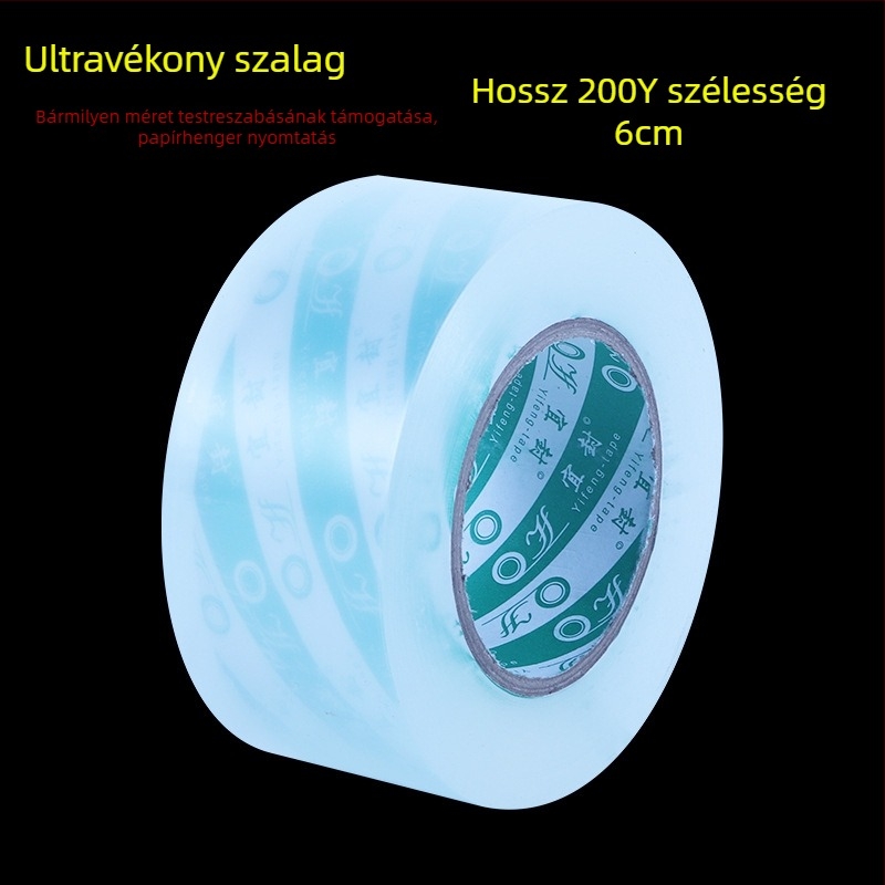 Ultra átlátszó csomagoló ragasztószalag, személyre szabott, nagy tekercs, buborékmentes zárás