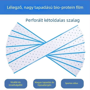 Perforált, légáteresztő paróka-kettős oldali ragasztócsík, hosszú kék ragasztó, vízálló, izzadságálló, erős tapadású kék ragasztófilm