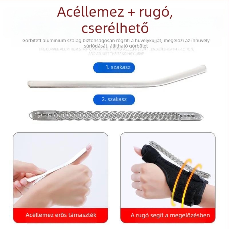 Csuklóvédő ujj- és hüvelykujj-stabilizálóval, ínhüvely-sprain esetén, védő kesztyű egérhasználathoz