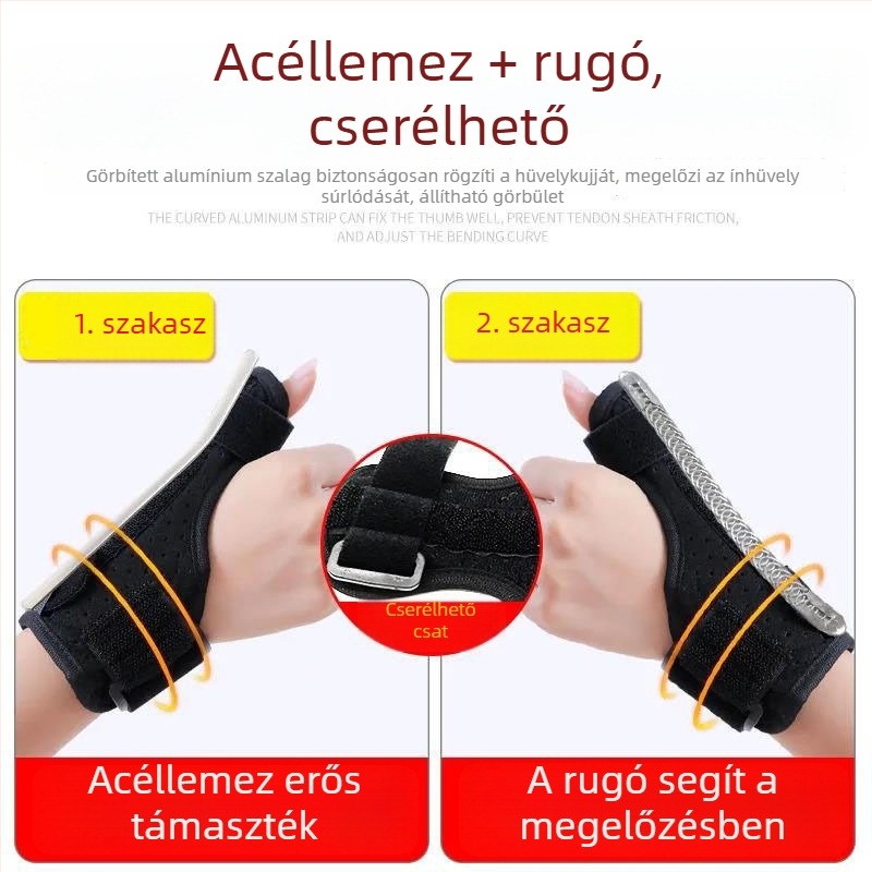 Csuklóvédő ujj- és hüvelykujj-stabilizálóval, ínhüvely-sprain esetén, védő kesztyű egérhasználathoz