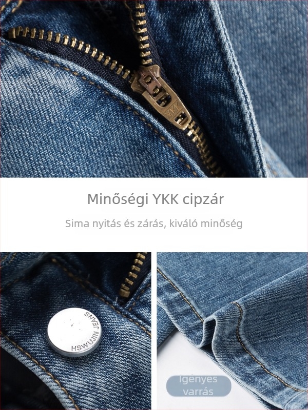 Női magas derekú denim farmernadrág, laza szabású, széles szárú, földig érő, harang alakú