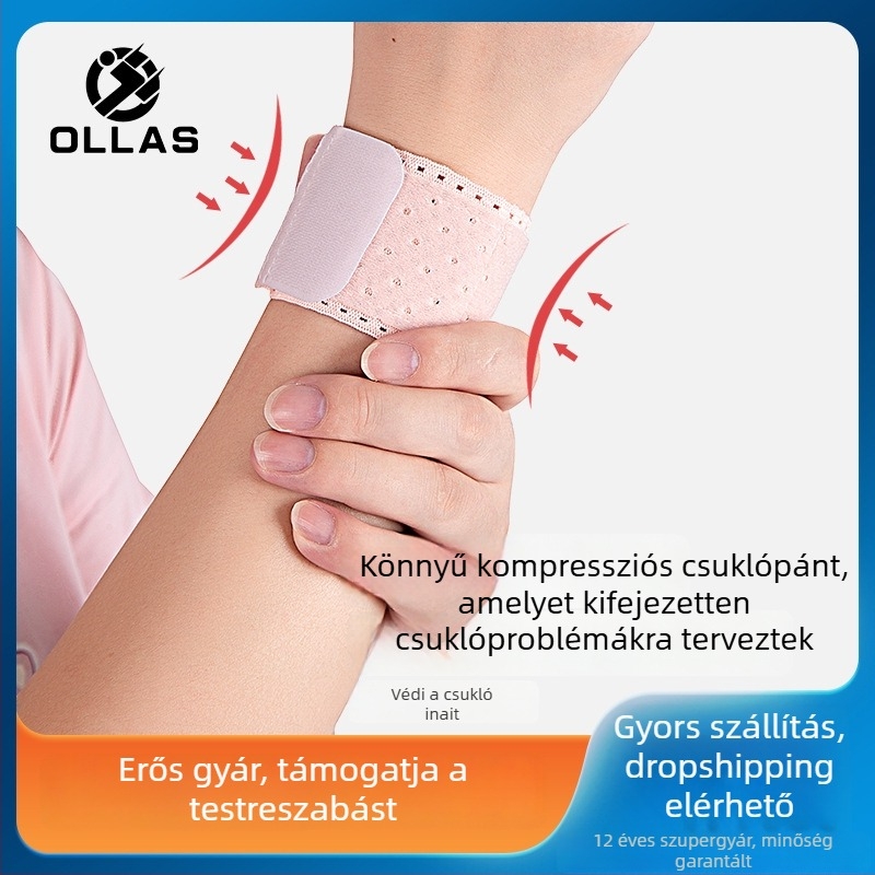Uniszex lélegző, könnyű kompressziós csuklótámasz, ficam elleni védelem, fitneszhez