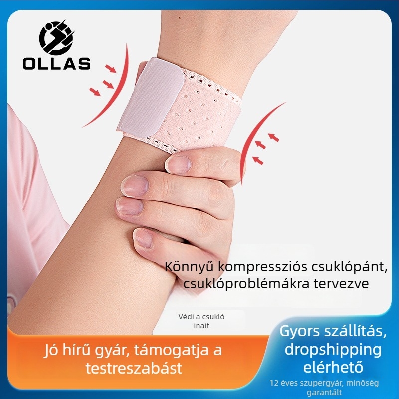 Uniszex lélegző, könnyű kompressziós csuklótámasz, ficam elleni védelem, fitneszhez