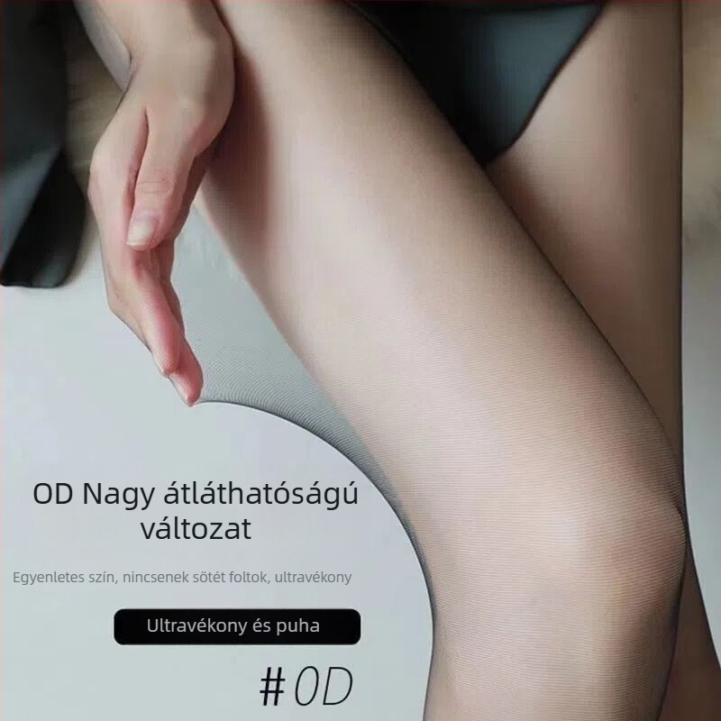 0d Fekete selyemharisnya, ultra vékony, velúr hatású, láthatatlan, szexi, nagy méret
