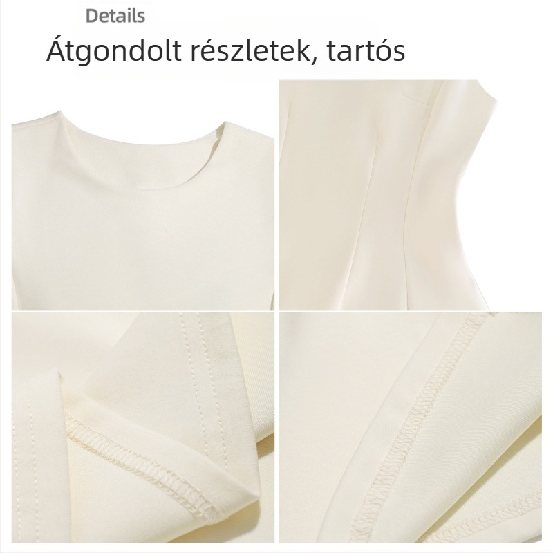 Ujjatlan ruha, derekát kiemelő, A-vonalú, rövid, nyár 2025, francia stílus.