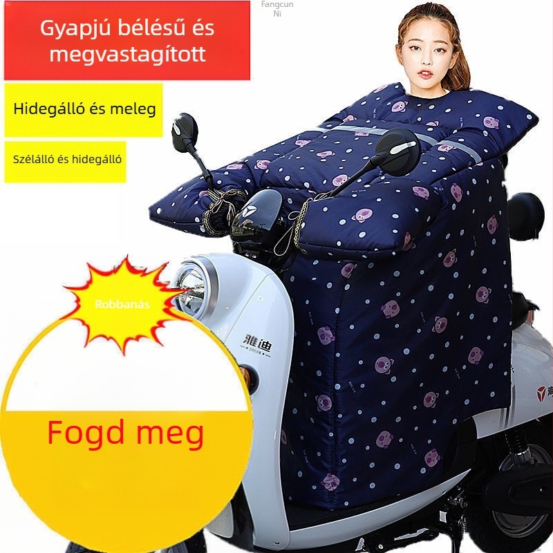 Téli, vastag fleece-bélelt szélvédő takaró elektromos robogók és motorkerékpárok számára