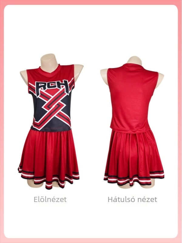 RCH Cheerleading jelmez készlet pliszírozott szoknyával és nyomtatott felsővel – cosplay táncelőadásokhoz