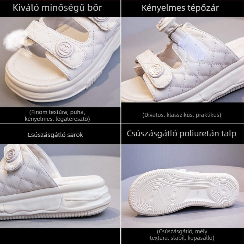 Női vastag talpú platform szandálok, nyári casual strandszandálok, kényelmes egypántos szandálok