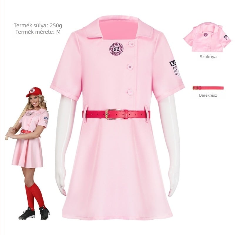 Pink League női baseballcsapat cosplay ruha Halloweenre