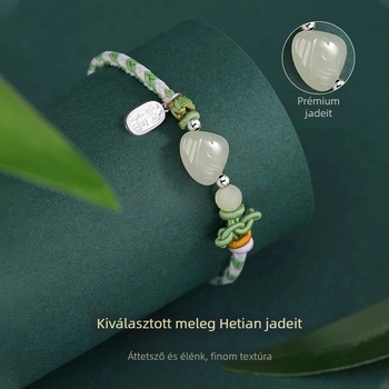 Kézzel szőtt jáde karkötő vizsga szerencséhez — ideális ajándék diákoknak.