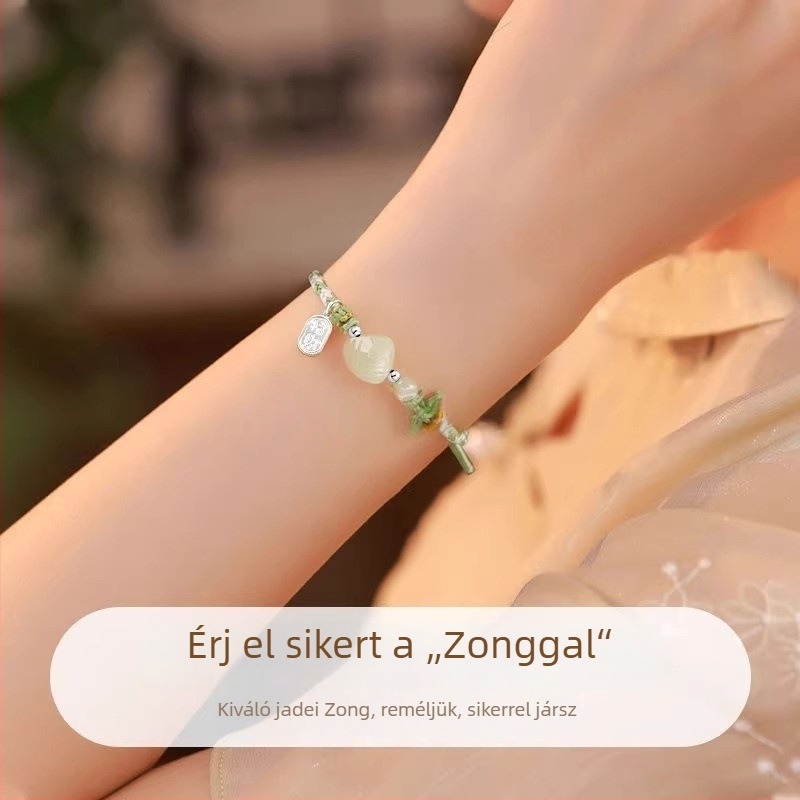 Kézzel szőtt jáde karkötő vizsga szerencséhez — ideális ajándék diákoknak.