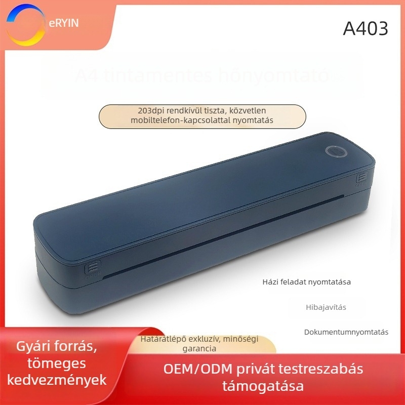 A4-es tintamentes hőnyomtató dokumentumokhoz, hordozható otthoni használatra, vezeték nélküli Bluetooth nyomtató USB interfésszel