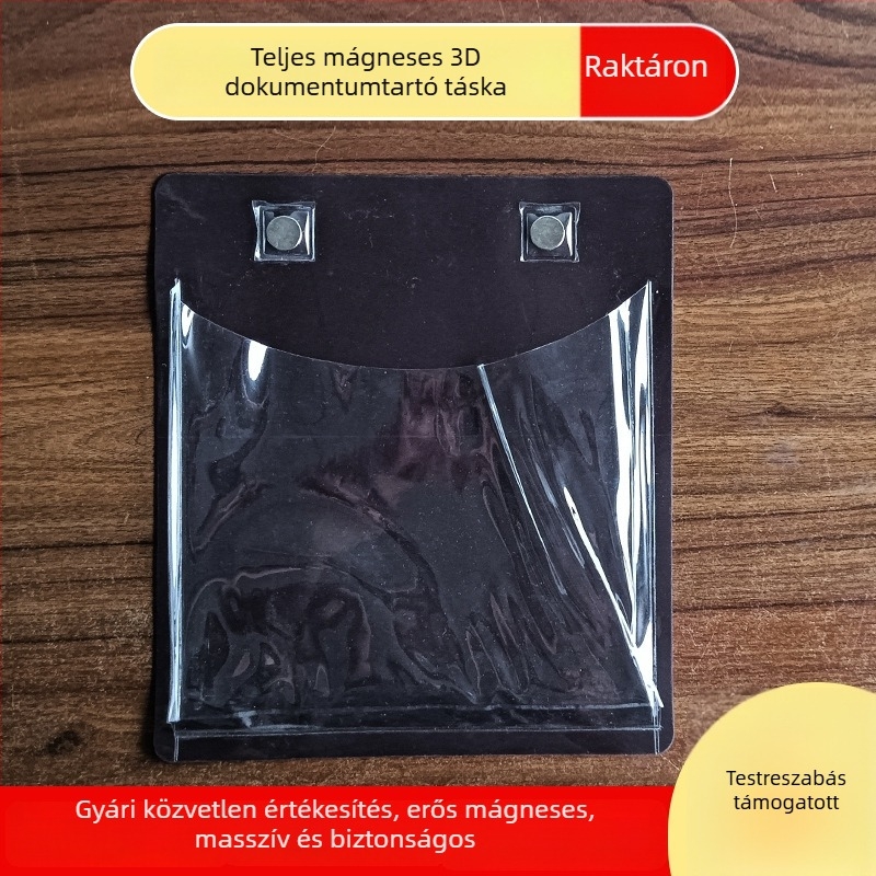 Mágneses 3D dokumentum- és fájl-táska, műanyag, aljzat típusú, négyzet alakú