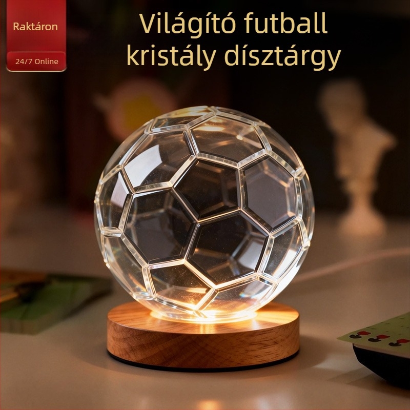 Kristályfutball dísz lámpával, modern minimalista dekoráció
