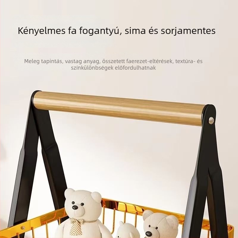Egyedi konyhai tároló állvány, padlón álló, mozgatható, három polcos, A-keretes váz