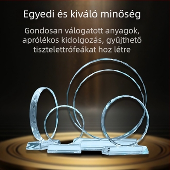 Fehér kristályból készült napraforgó-kocka trófea - dekoratív ajándék