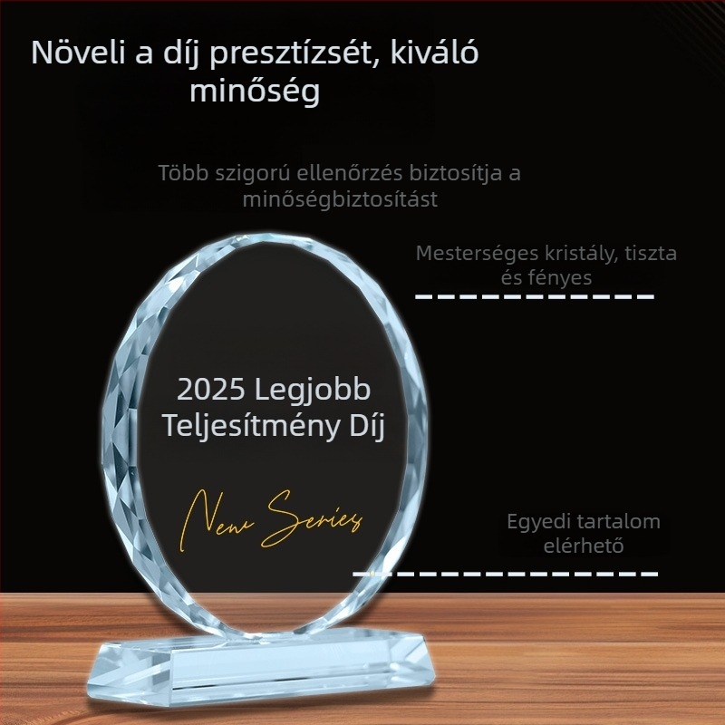 Fehér kristályból készült napraforgó-kocka trófea - dekoratív ajándék