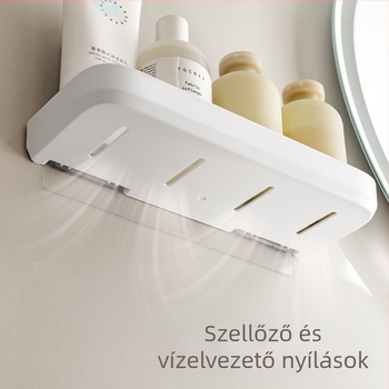 Fali fürdőszobai tárolópolc tusfürdőhöz, egyszintes, fúrás nélkül
